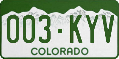 CO license plate 003KYV