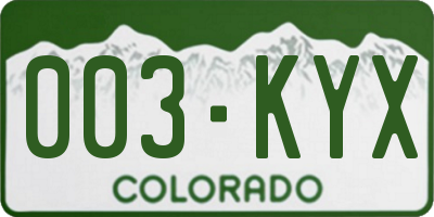 CO license plate 003KYX
