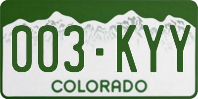 CO license plate 003KYY