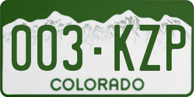 CO license plate 003KZP