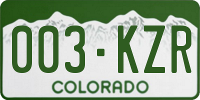 CO license plate 003KZR