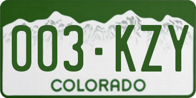 CO license plate 003KZY