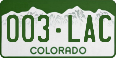 CO license plate 003LAC