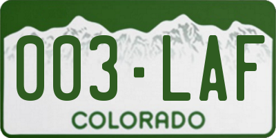CO license plate 003LAF