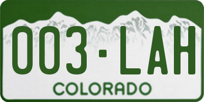 CO license plate 003LAH