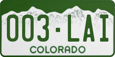 CO license plate 003LAI