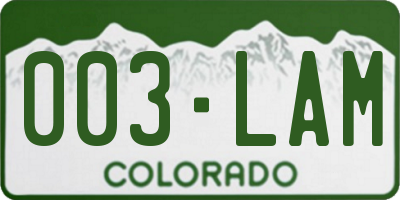 CO license plate 003LAM