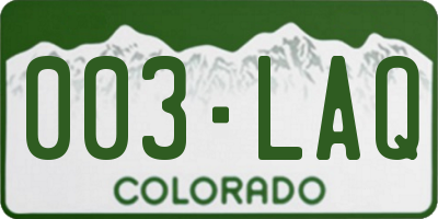 CO license plate 003LAQ