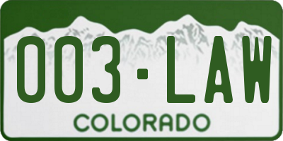CO license plate 003LAW