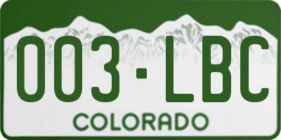 CO license plate 003LBC