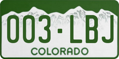 CO license plate 003LBJ