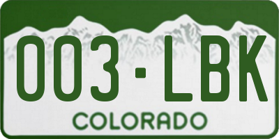 CO license plate 003LBK