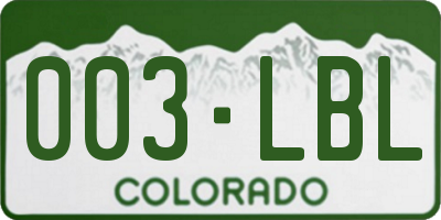 CO license plate 003LBL