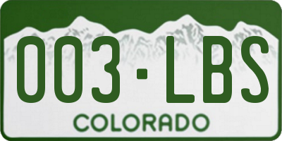 CO license plate 003LBS