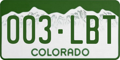CO license plate 003LBT