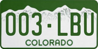 CO license plate 003LBU