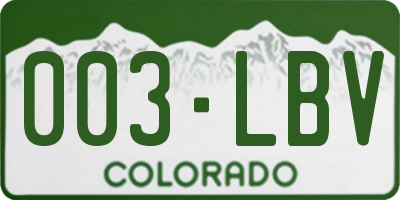 CO license plate 003LBV