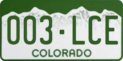 CO license plate 003LCE