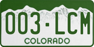 CO license plate 003LCM