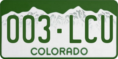 CO license plate 003LCU