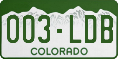CO license plate 003LDB