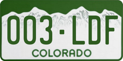 CO license plate 003LDF