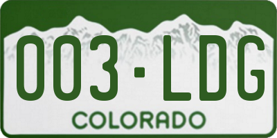 CO license plate 003LDG