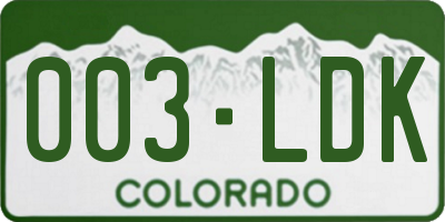 CO license plate 003LDK