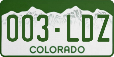 CO license plate 003LDZ