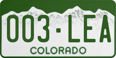CO license plate 003LEA