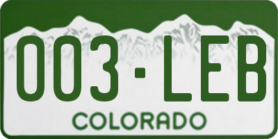 CO license plate 003LEB