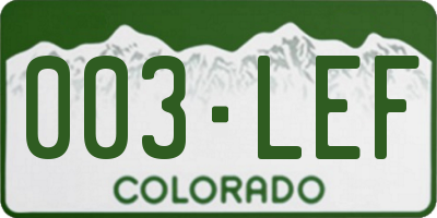 CO license plate 003LEF