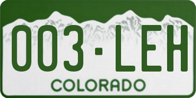 CO license plate 003LEH
