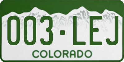 CO license plate 003LEJ