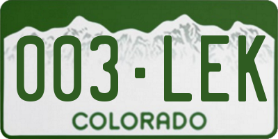 CO license plate 003LEK