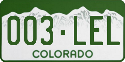 CO license plate 003LEL