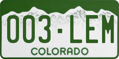 CO license plate 003LEM