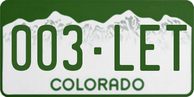 CO license plate 003LET