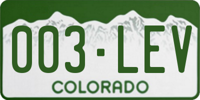 CO license plate 003LEV