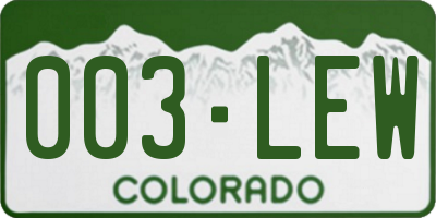 CO license plate 003LEW