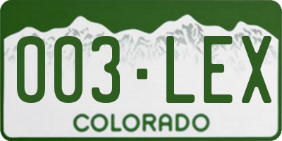 CO license plate 003LEX