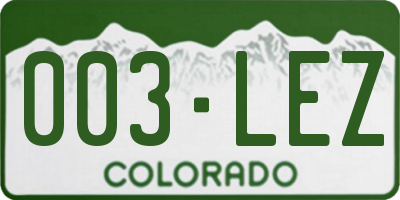 CO license plate 003LEZ