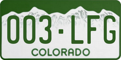 CO license plate 003LFG
