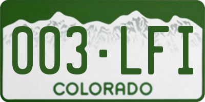 CO license plate 003LFI