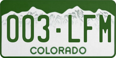 CO license plate 003LFM