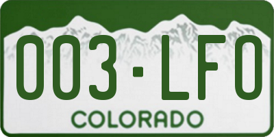 CO license plate 003LFO