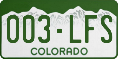CO license plate 003LFS
