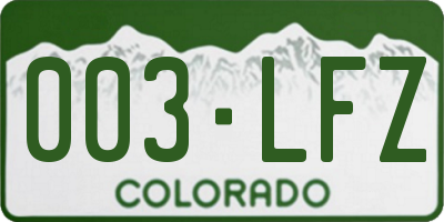 CO license plate 003LFZ
