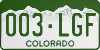 CO license plate 003LGF