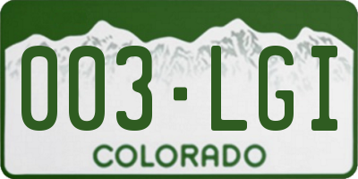 CO license plate 003LGI